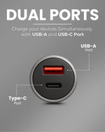 XF-03 | 80W Car Charger with PD + QC Fast Charging | Dual Port (USB + PD) | Smart Chip for Multi-Protocol Support | High-Speed USB-C Adapter for Cars & Android, Smartphone | Designed for Ease.