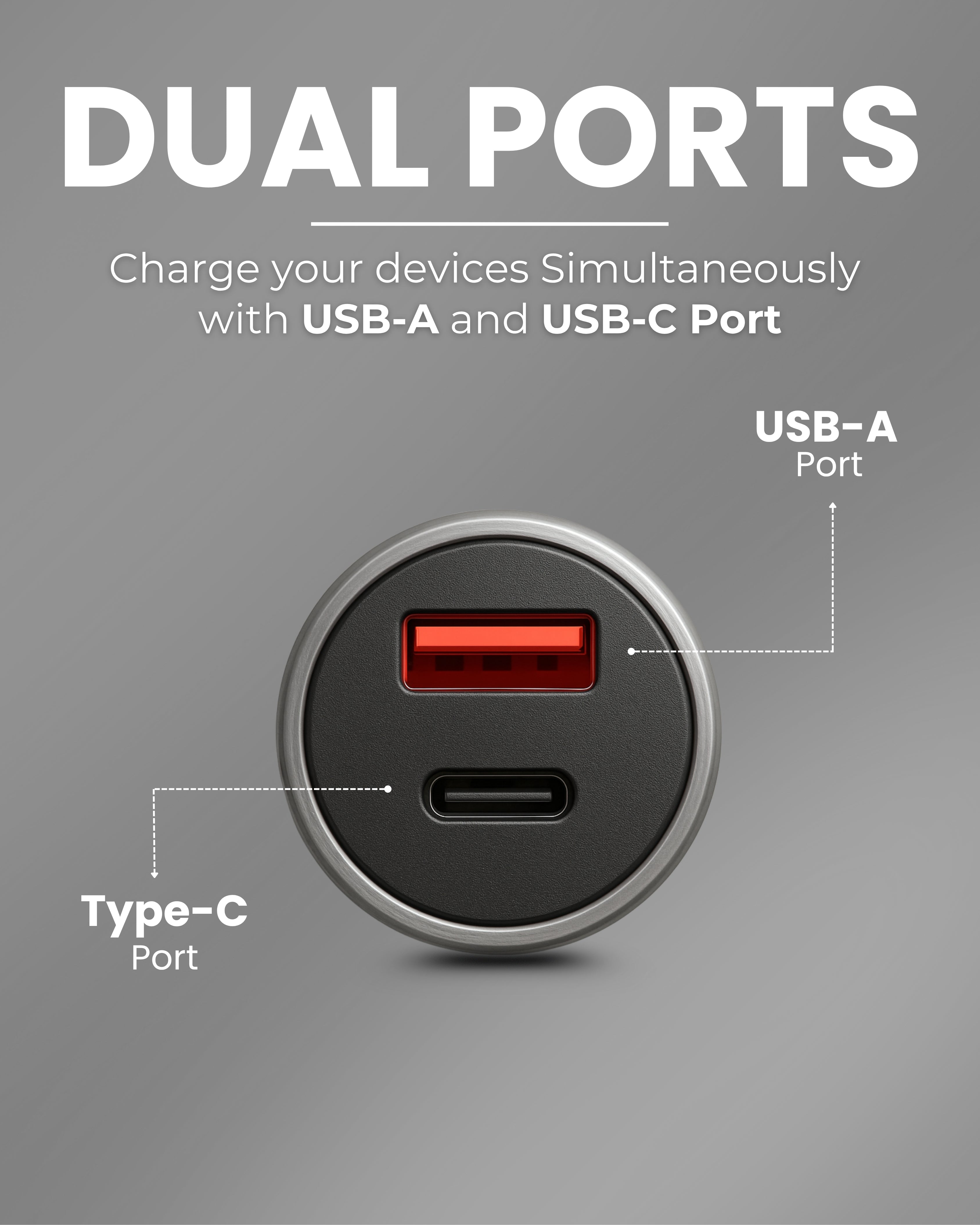 ICCONX XF-03 | 80W Car Charger with PD + QC Fast Charging | Dual Port (USB + PD) | Smart Chip for Multi-Protocol Support | High-Speed USB-C Adapter for Cars & Android, Smartphone | Designed for Ease.