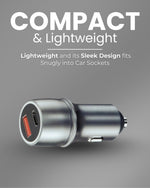 XF-03 | 80W Car Charger with PD + QC Fast Charging | Dual Port (USB + PD) | Smart Chip for Multi-Protocol Support | High-Speed USB-C Adapter for Cars & Android, Smartphone | Designed for Ease.