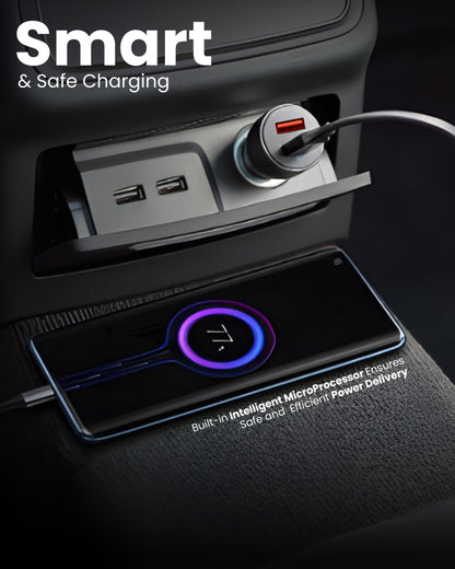 ICCONX XF-03 | 80W Car Charger with PD + QC Fast Charging | Dual Port (USB + PD) | Smart Chip for Multi-Protocol Support | High-Speed USB-C Adapter for Cars & Android, Smartphone | Designed for Ease.