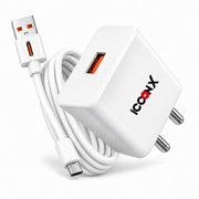 MC-12 V8 12W Wall Charger with official icconX logo and Micro-USB cable