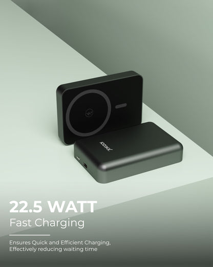 ICCON X PB-170 Magsafe Wireless 10000mAh Fast Charging Power Bank, Strong Magnet,15W Output for iPhone & Android & Other Qi Enabled Devices + Magnetic Ring, Designed for ease