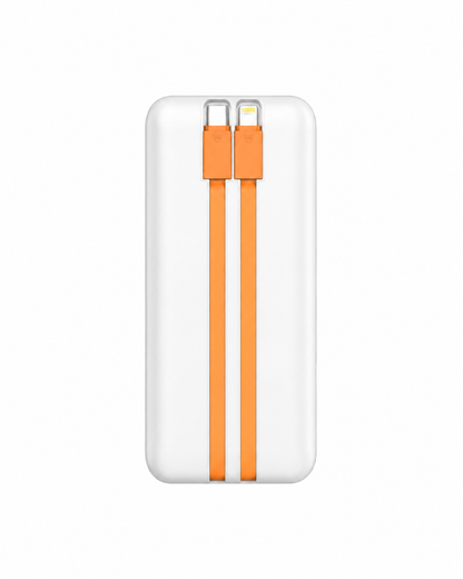 ICCONX PB-190 power bank - back view with built-in USB Type-C and Lightning cables