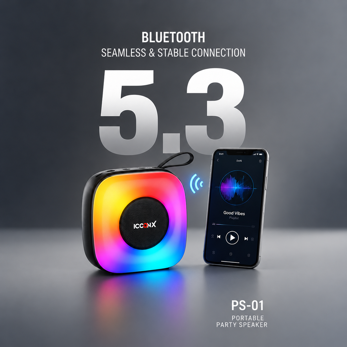ICCONX PS-01 Bluetooth 5.3 Seamless & Stable Connection