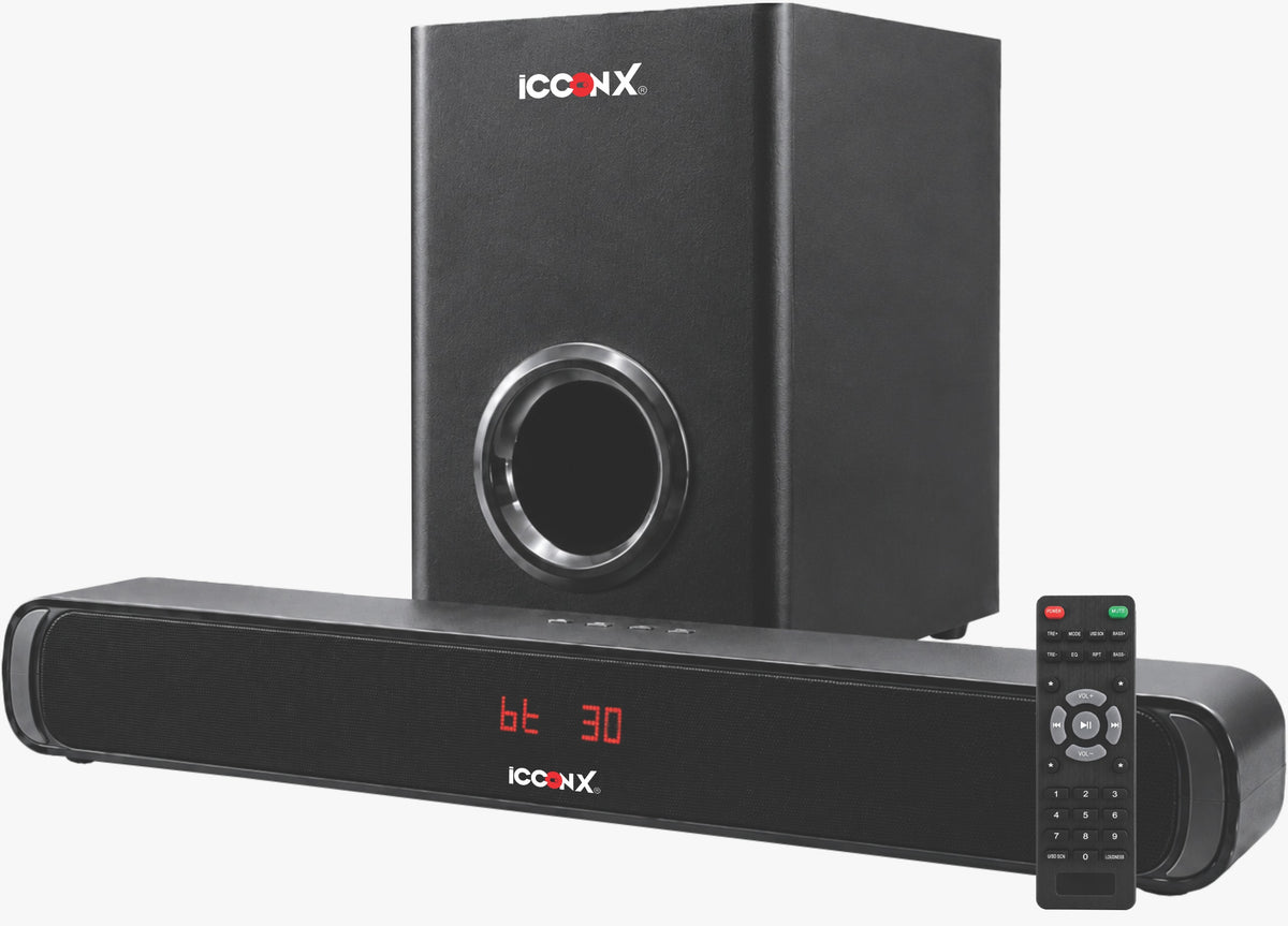 ICCONX SB-01 100W 2.1 Channel Bluetooth Soundbar with Wireless Subwoofer and Remote Control