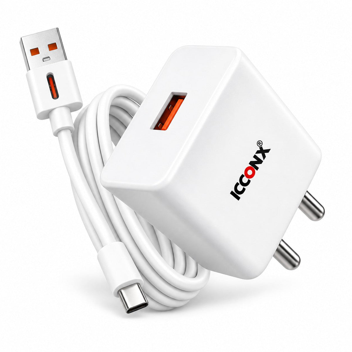 MC-12 CT charger and USB-C cable — representative demo image