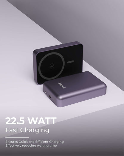 ICCON X PB-170 Magsafe Wireless 10000mAh Fast Charging Power Bank, Strong Magnet,15W Output for iPhone & Android & Other Qi Enabled Devices + Magnetic Ring, Designed for ease